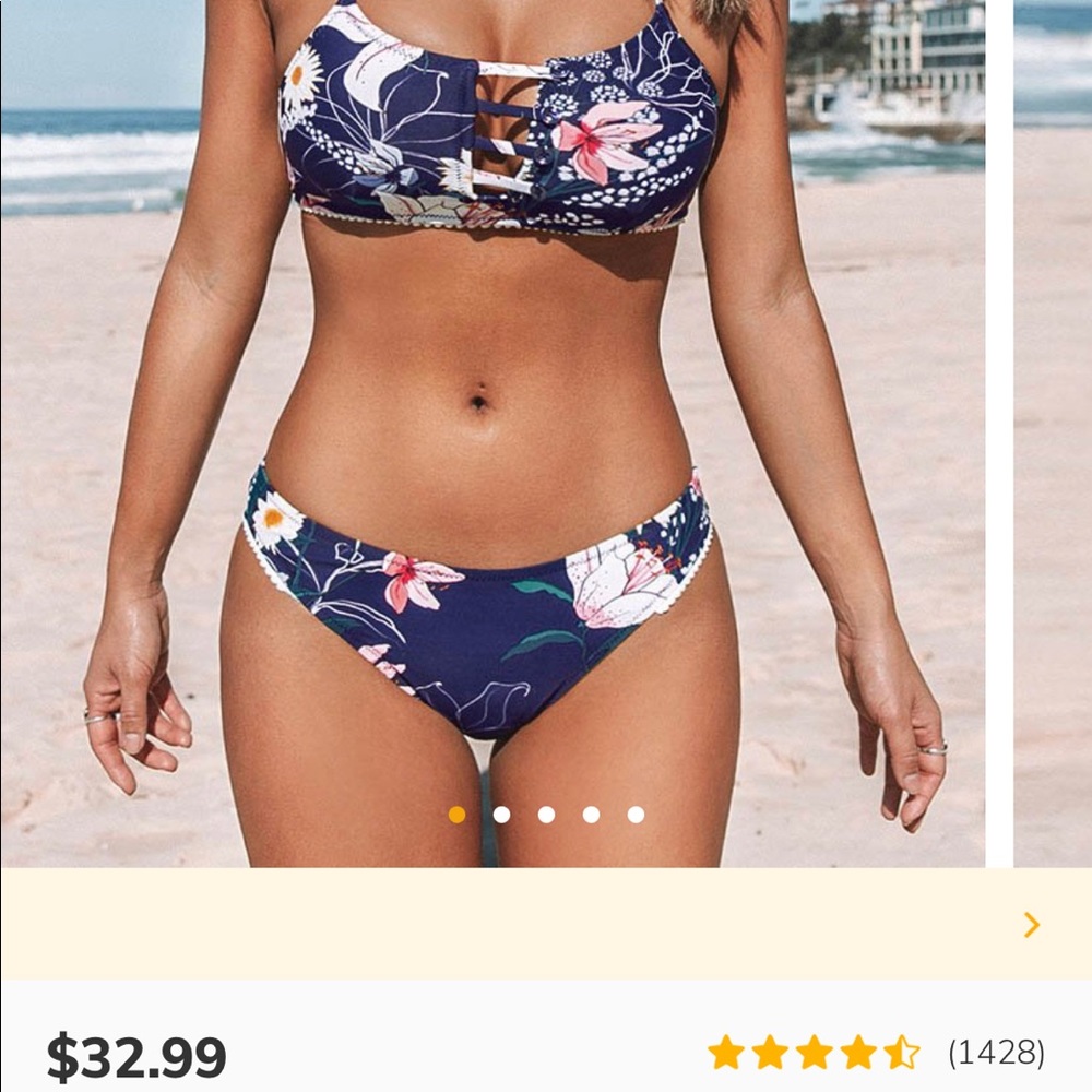 Cupshe NWT Navy Floral Cut Out Bikini M